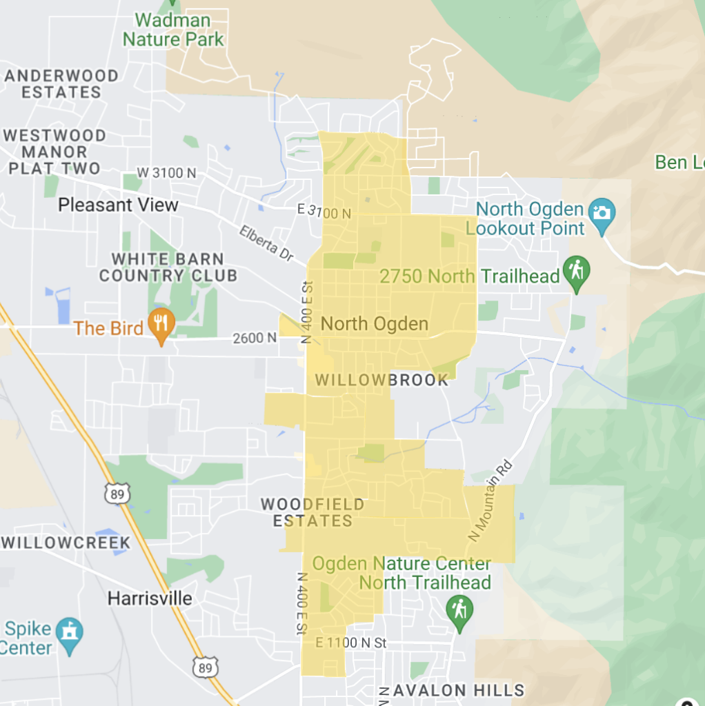 Areas highlighted on a map where fiber optic internet from All West Communications is Available as of 9/9/2024.